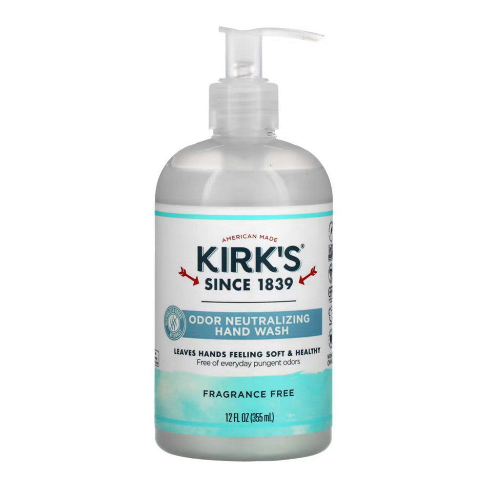 Kirk's Natural Odor Neutralizing Hydrating Liquid Hand Soap, Fragrance Free, 12 Oz